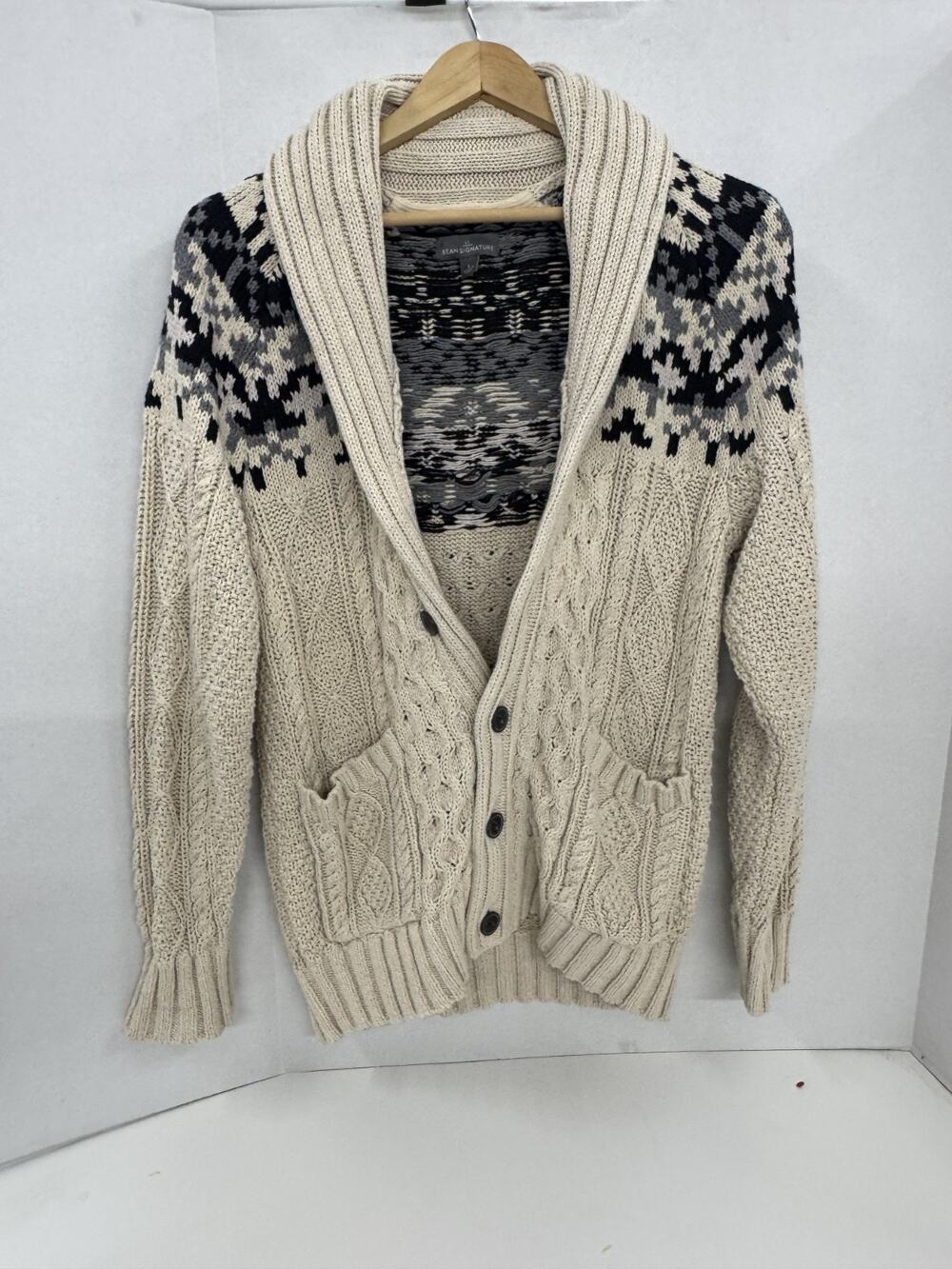 LL Bean Signature Cable Knit Sweater/Cardigan Size Small